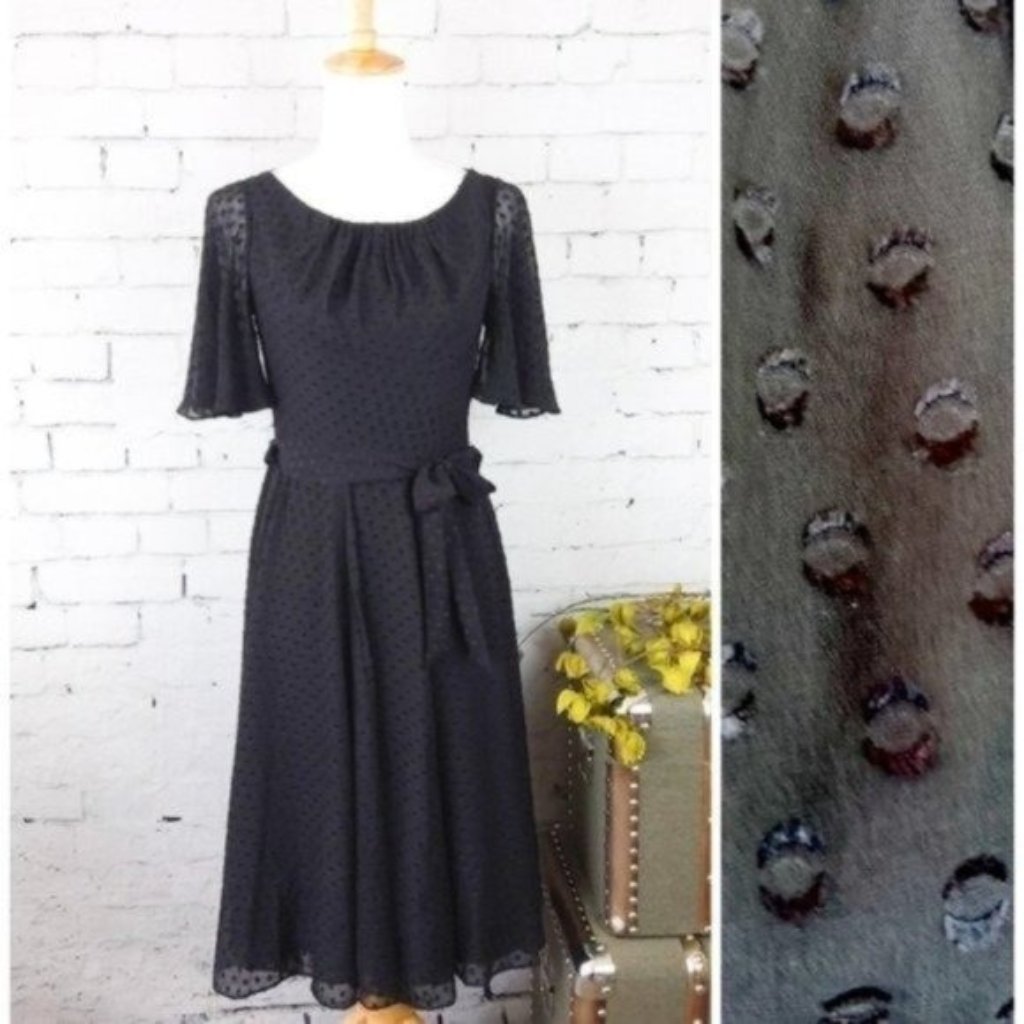 Kate Spade Black Midi Dress With Polka Dot Detail